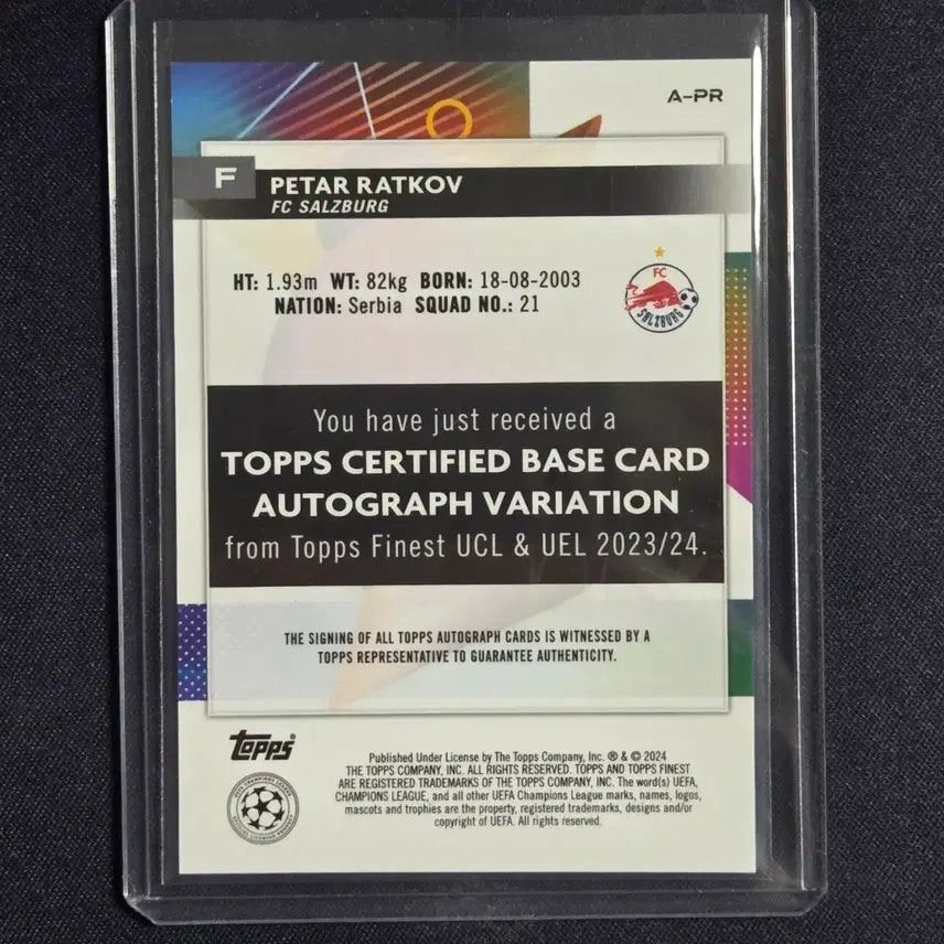 [BUNJANG] Topps Petar Ratkov Rookie Auto Sports Card / [스포츠 카드]탑스 페타르 라트코브 루키 오토