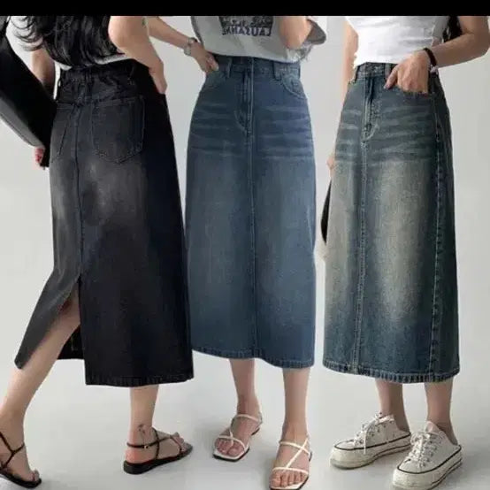 [BUNJANG] A and B Vintage Denim Long Skirt / 에이와비 빈티지데님롱스커트 키작녀롱스커트데님