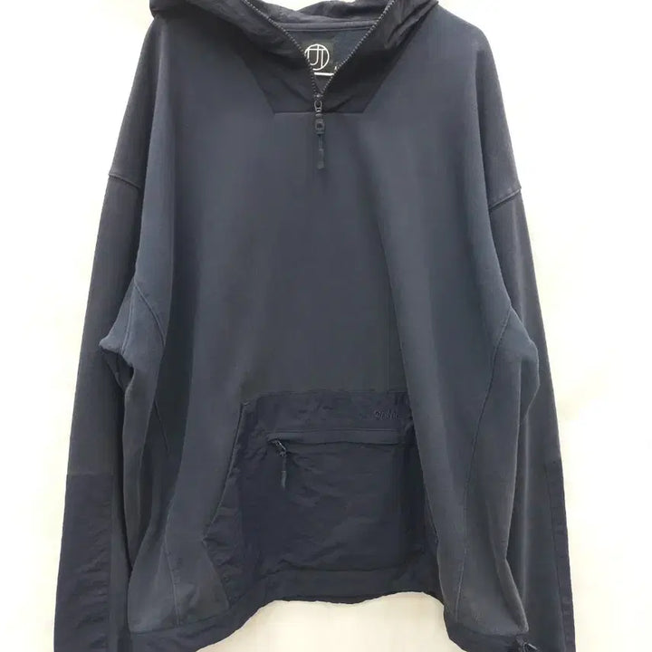 [BUNJANG] Outstanding Nylon Docking Oversized Hoodie (Navy) / 아웃스탠딩 나일론 도킹 오버핏 후드  (남 110)