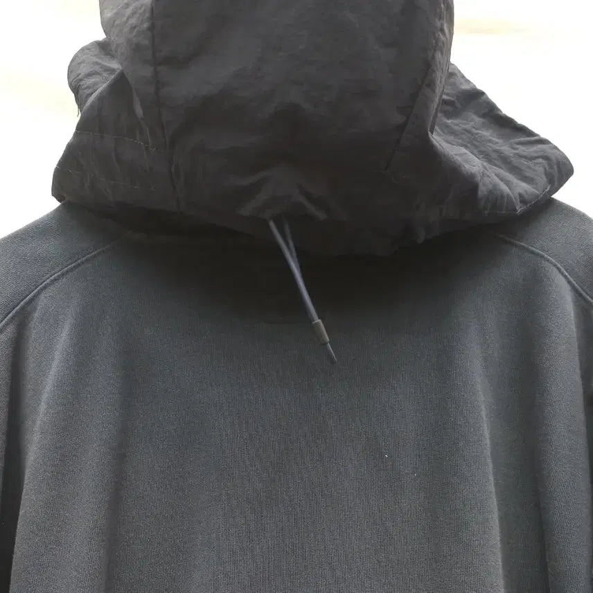 [BUNJANG] Outstanding Nylon Docking Oversized Hoodie (Navy) / 아웃스탠딩 나일론 도킹 오버핏 후드  (남 110)