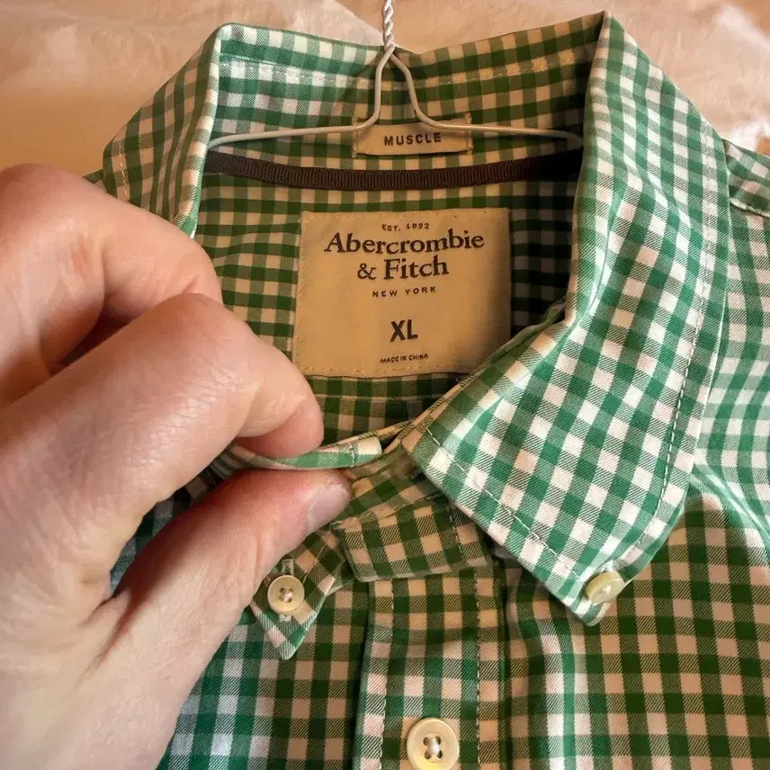 [BUNJANG] Abercrombie &amp; Fitch Gingham Check Shirt Bundle Set / 남자셔츠3장아베크롬비 깅엄체크 셔츠 그린/블루/레드 후아유/H&amp;M