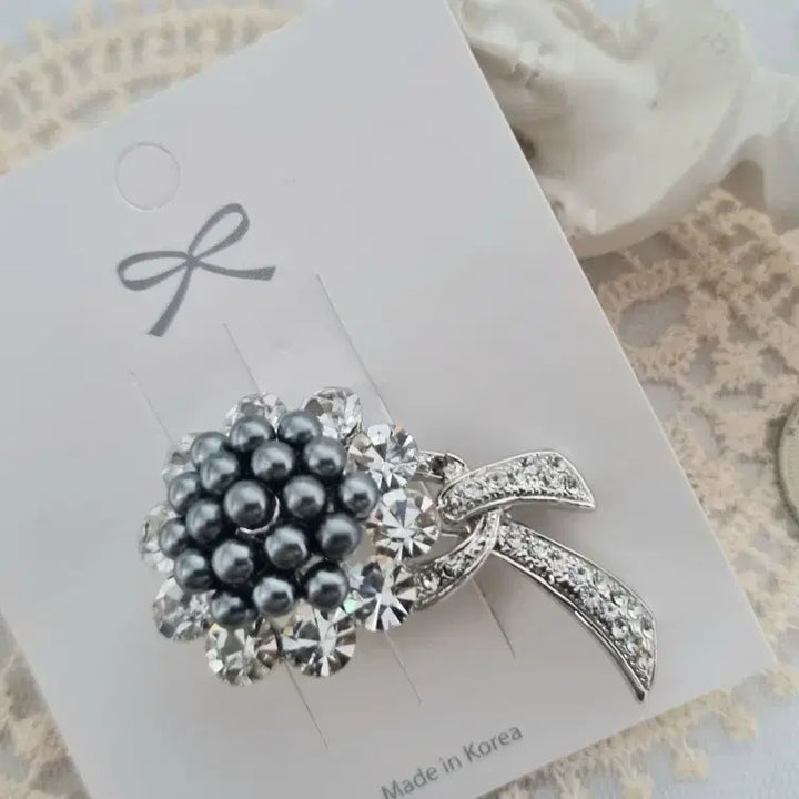 [BUNJANG] Pearl and Cubic Zirconia Brooch / 진주/큐빅 브로치(새상품)