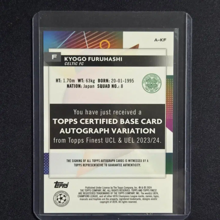 [BUNJANG] Tops Finest Kyogo Furuhashi Autograph Card / [스포츠 카드]탑스finest 후루하시 쿄고 오토