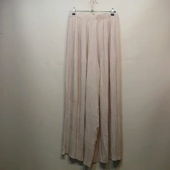 [BUNJANG] Ivory Striped Pleated Wide Pants / 아이보리색 세로줄무늬 플리츠 와이드 팬츠26~28보여름  63266