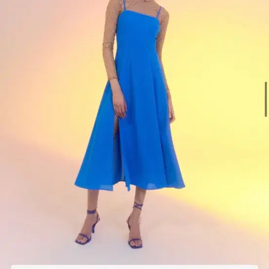 [BUNJANG] Daysdays Doris Blue Square Neck Dress / 데이즈데이즈 롱 스퀘어넥 파란색 드레스 doris dress 휴양지 원피