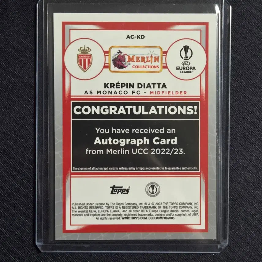 [BUNJANG] Topps Crepito Diatta 99-Limited Auto Card / [스포츠 카드]Topps 크레팽 디아타 99한정 오토