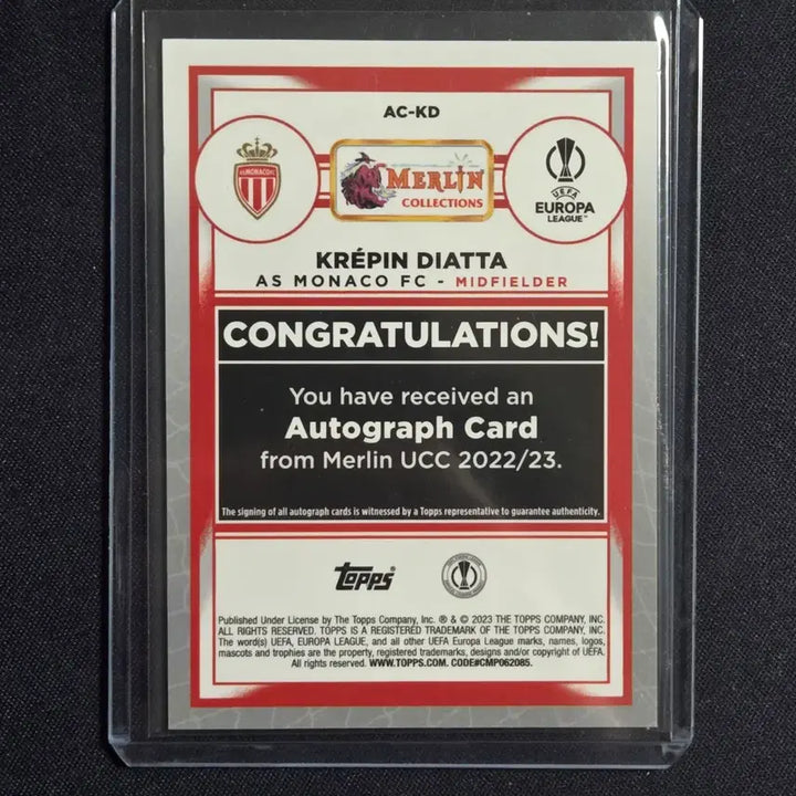 [BUNJANG] Topps Crepito Diatta 99-Limited Auto Card / [스포츠 카드]Topps 크레팽 디아타 99한정 오토