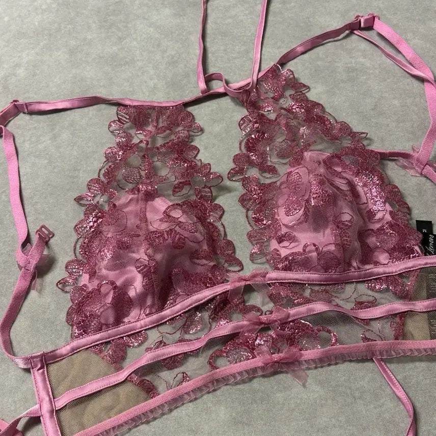 [BUNJANG] For Love &amp; Lemons Pink Lace Lingerie Set / 새상품 포러브앤레몬스 핑크 레이스