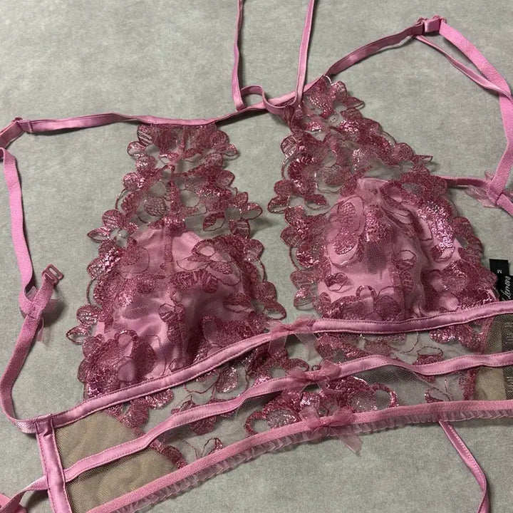 [BUNJANG] For Love &amp; Lemons Pink Lace Lingerie Set / 새상품 포러브앤레몬스 핑크 레이스
