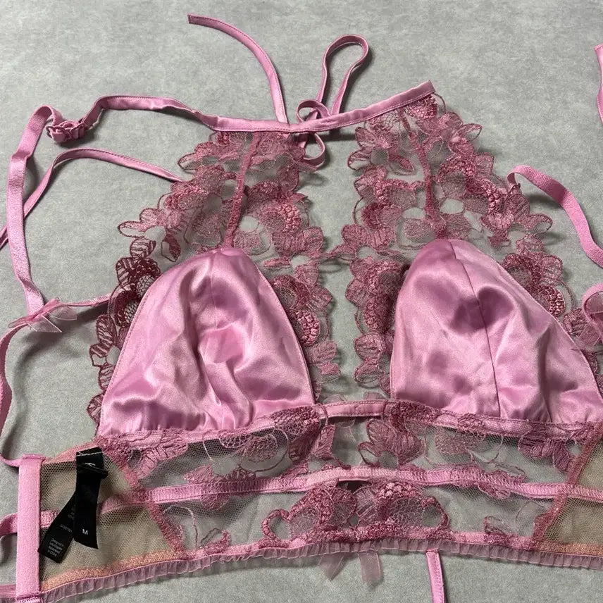 [BUNJANG] For Love &amp; Lemons Pink Lace Lingerie Set / 새상품 포러브앤레몬스 핑크 레이스