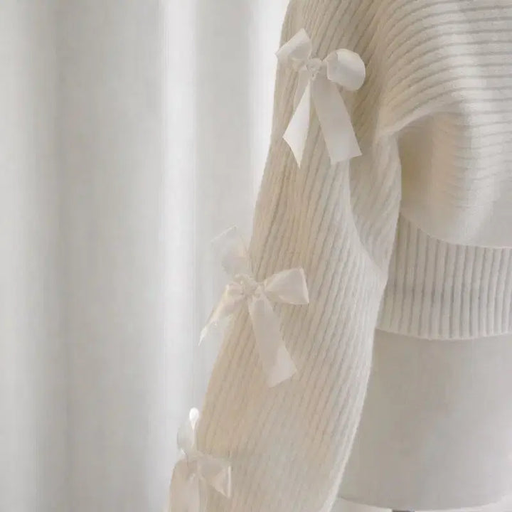 [BUNJANG] YeoriFit Balletcore Ribbon Knit Two-Piece Set / 여리핏 발레코어 리본 니트나시+가디건+치마 투피스 세트