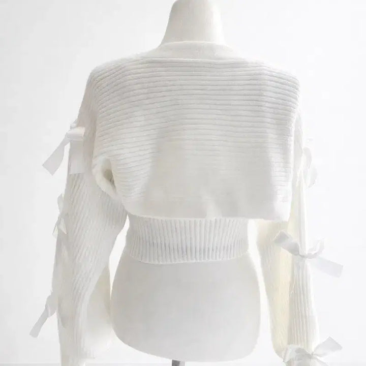 [BUNJANG] YeoriFit Balletcore Ribbon Knit Two-Piece Set / 여리핏 발레코어 리본 니트나시+가디건+치마 투피스 세트