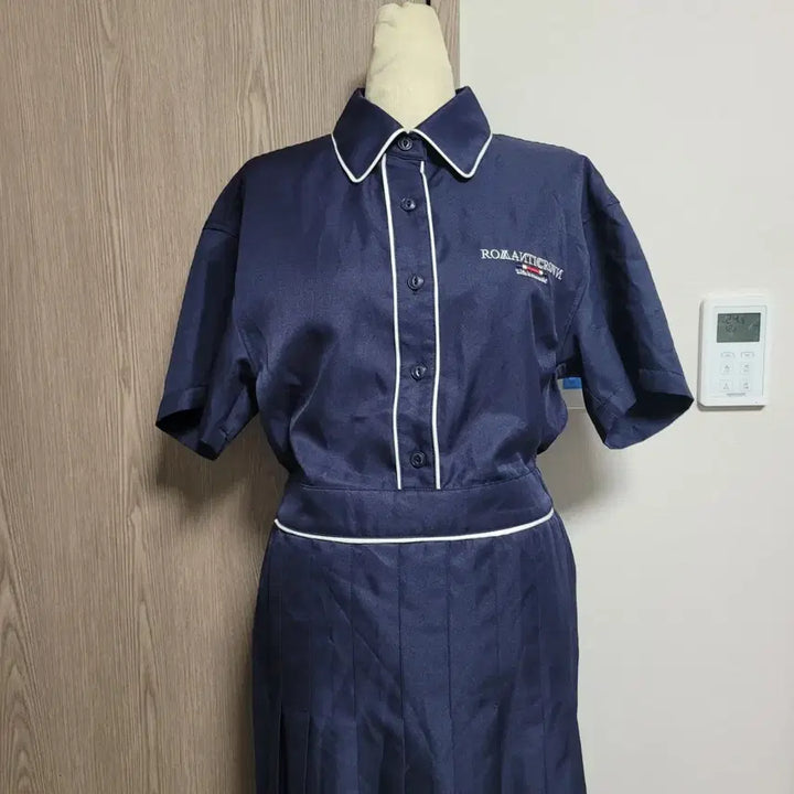 [BUNJANG] Romantic Crown Navy Pleated Long Dress / 로맨틱크라운 네이비 플리츠 롱 원피스