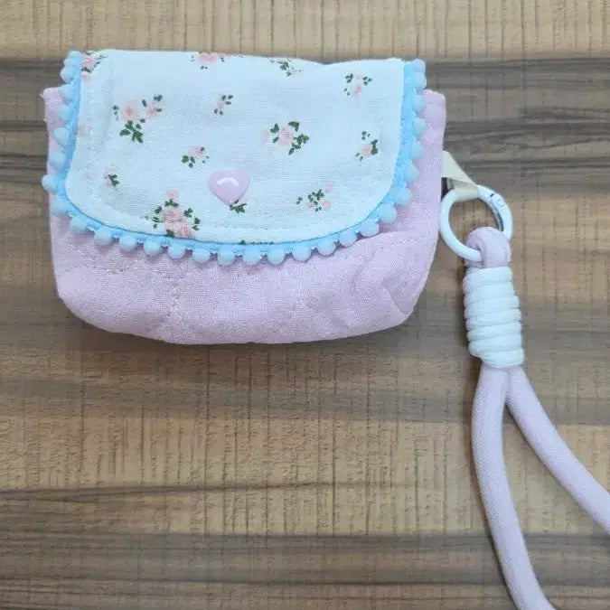 [BUNJANG] Handmade Pink Floral Mini Pouch Keyring / 핸드메이드 핑크 꽃무늬 미니 파우치 키링