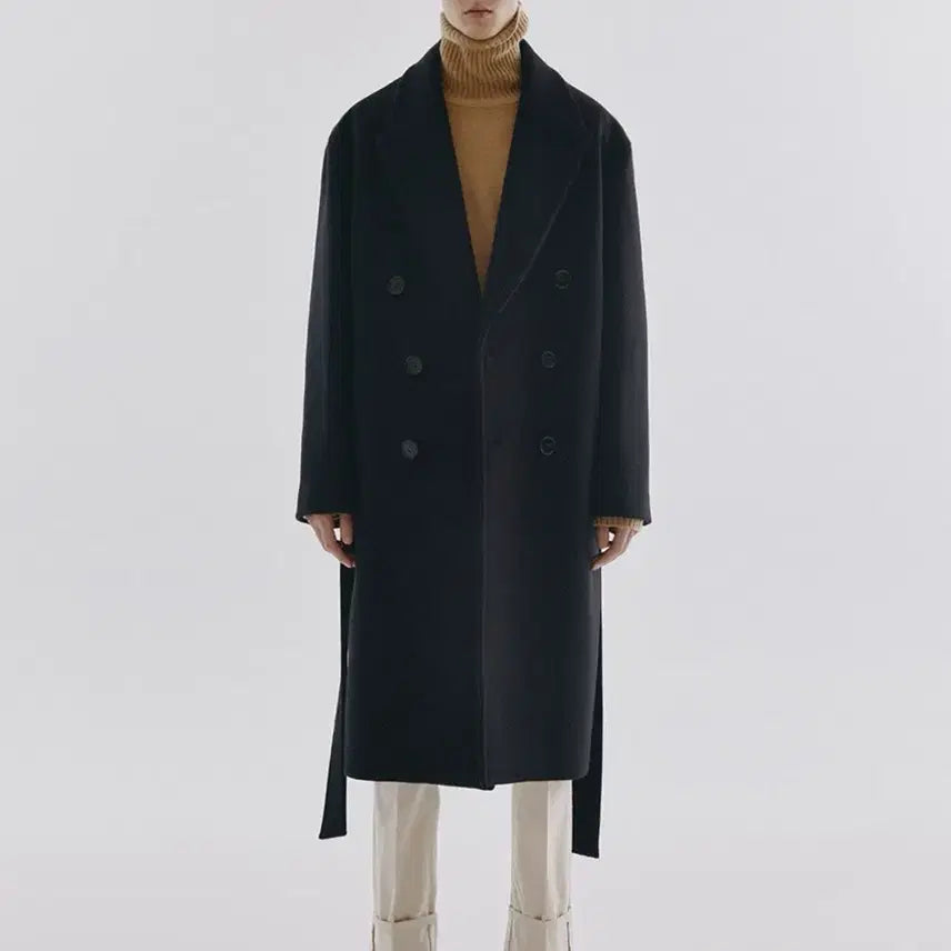 [BUNJANG] Dunst Belted Double Wool Coat / 던스트 벨티드 더블 울 코트 블랙 (새상품)