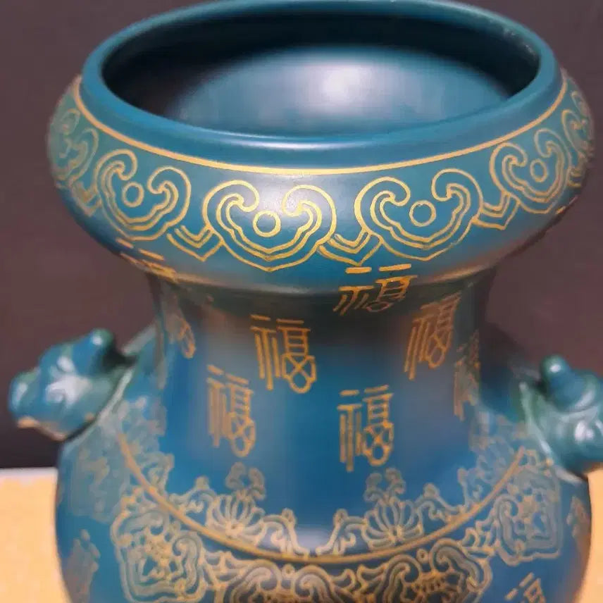 [BUNJANG] 녹청자색 복자문양 도자기 화병(높이약 39cm) / 녹청자색 복자문양 도자기 화병(높이약 39cm)