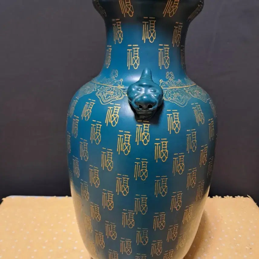 [BUNJANG] 녹청자색 복자문양 도자기 화병(높이약 39cm) / 녹청자색 복자문양 도자기 화병(높이약 39cm)