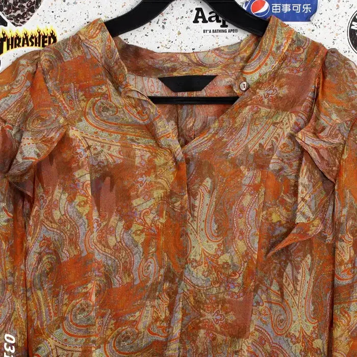 [SOLD OUT] 여성44 / 한섬 마인 실크100 페이즐리 블라우스OR 26-111