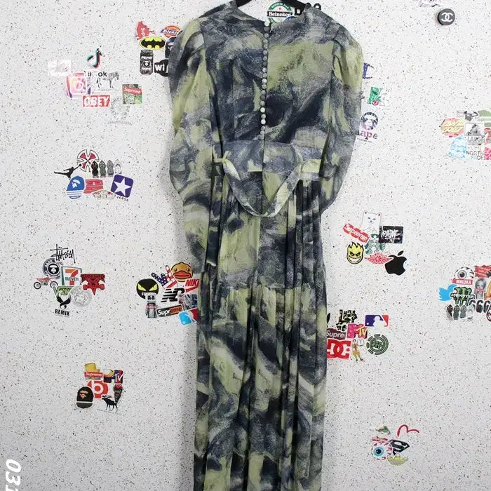 [SOLD OUT] 여성M/ 수입루스 벨티드 주름 롱원피스