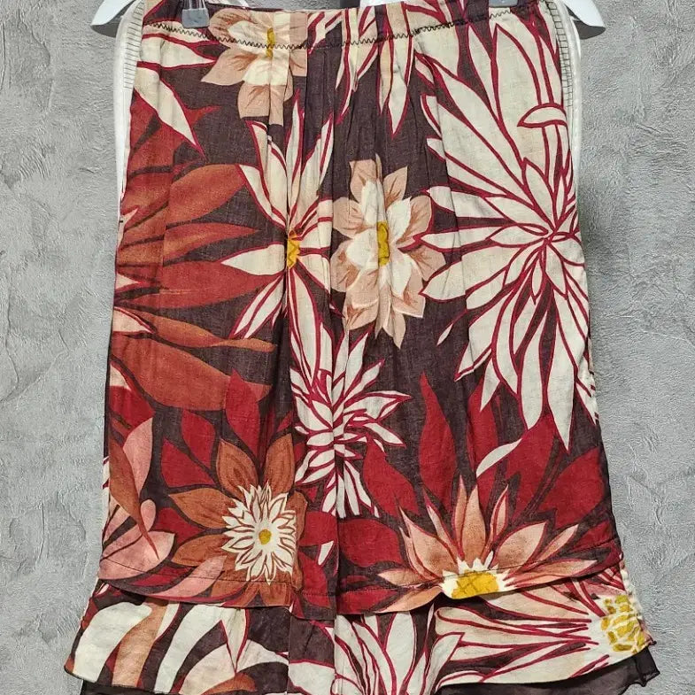 [BUNJANG] Max Mara Linen Midi Skirt with Floral Pattern and Ruffle Hem / 막스마라린넨스커트