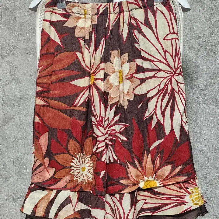 [BUNJANG] Max Mara Linen Midi Skirt with Floral Pattern and Ruffle Hem / 막스마라린넨스커트