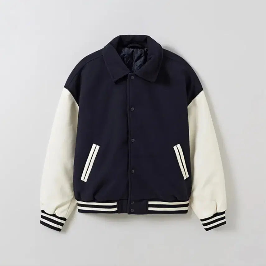 [BUNJANG] Spao Unisex Leather Varsity Jacket (S) / 스파오 남녀공용 레더배색바시티자켓 S사이즈