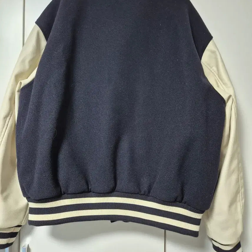 [BUNJANG] Spao Unisex Leather Varsity Jacket (S) / 스파오 남녀공용 레더배색바시티자켓 S사이즈