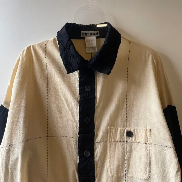 [BUNJANG] Issey Miyake High Contrast Stitch Shirt / 이세이미야케 하이 콘트라스트 스티치 셔츠