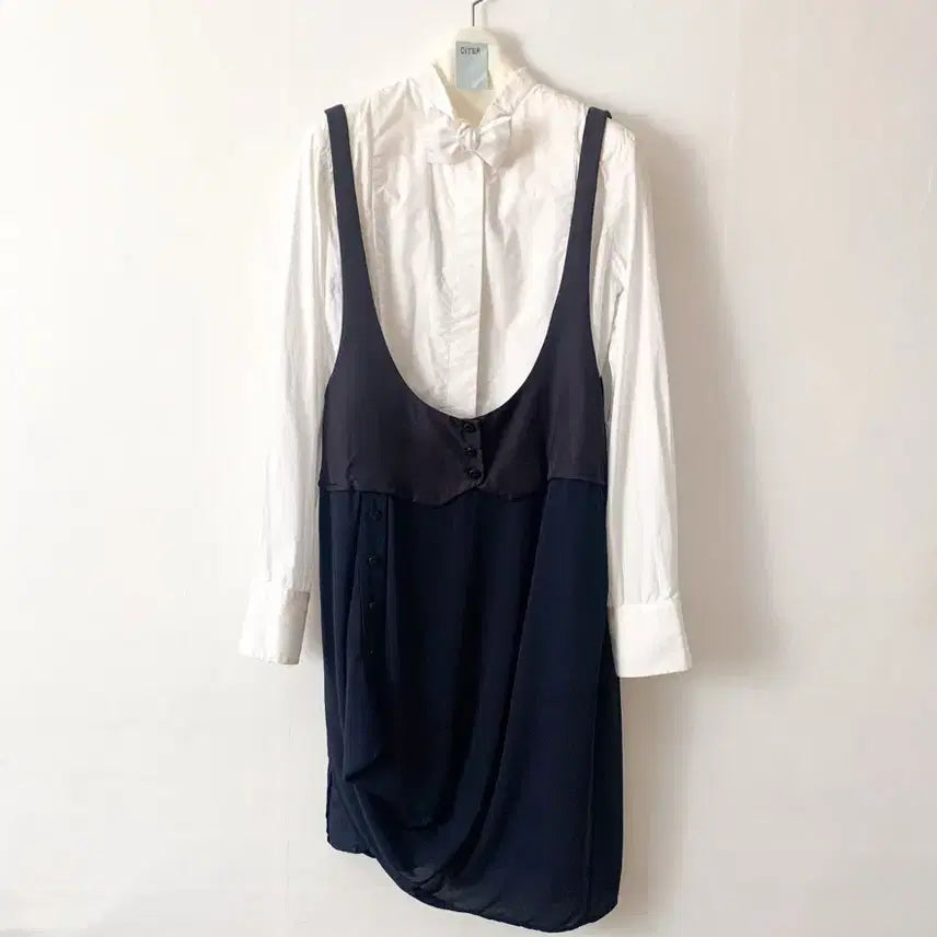 [SOLD OUT] KUHO 구호 실크 레이어드 드레이프 슬립 원피스