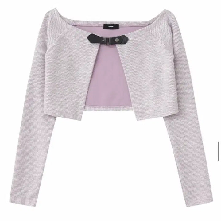 [BUNJANG] EtMone Off-Shoulder Boucle Cardigan Lavender / [새상품] 에트몽 오프숄더 부클 가디건 라벤더