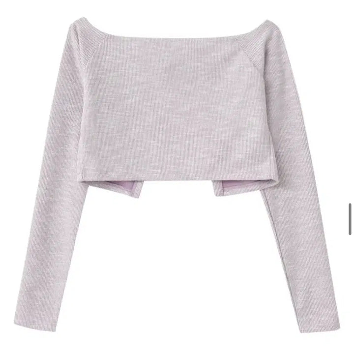 [BUNJANG] EtMone Off-Shoulder Boucle Cardigan Lavender / [새상품] 에트몽 오프숄더 부클 가디건 라벤더
