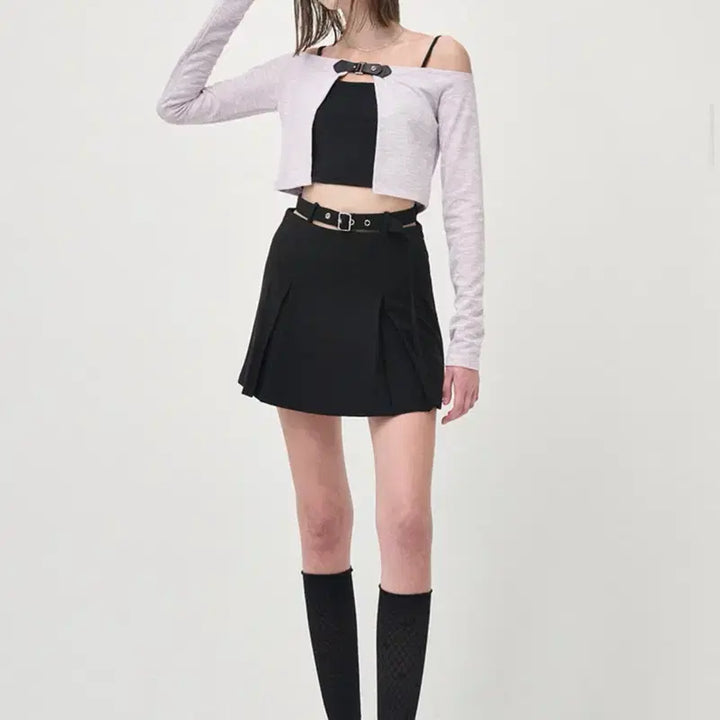 [BUNJANG] EtMone Off-Shoulder Boucle Cardigan Lavender / [새상품] 에트몽 오프숄더 부클 가디건 라벤더