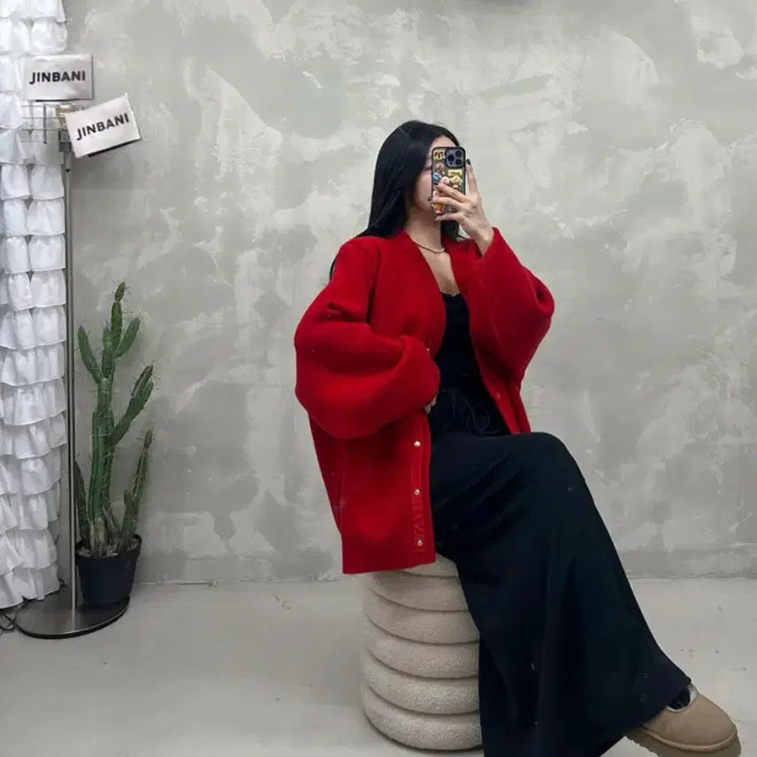 [BUNJANG] Hilton Deep Red Knit Cardigan / <레드> 힐튼 니트 가디건