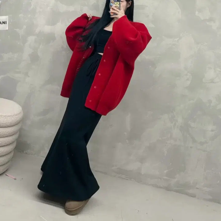 [BUNJANG] Hilton Deep Red Knit Cardigan / <레드> 힐튼 니트 가디건