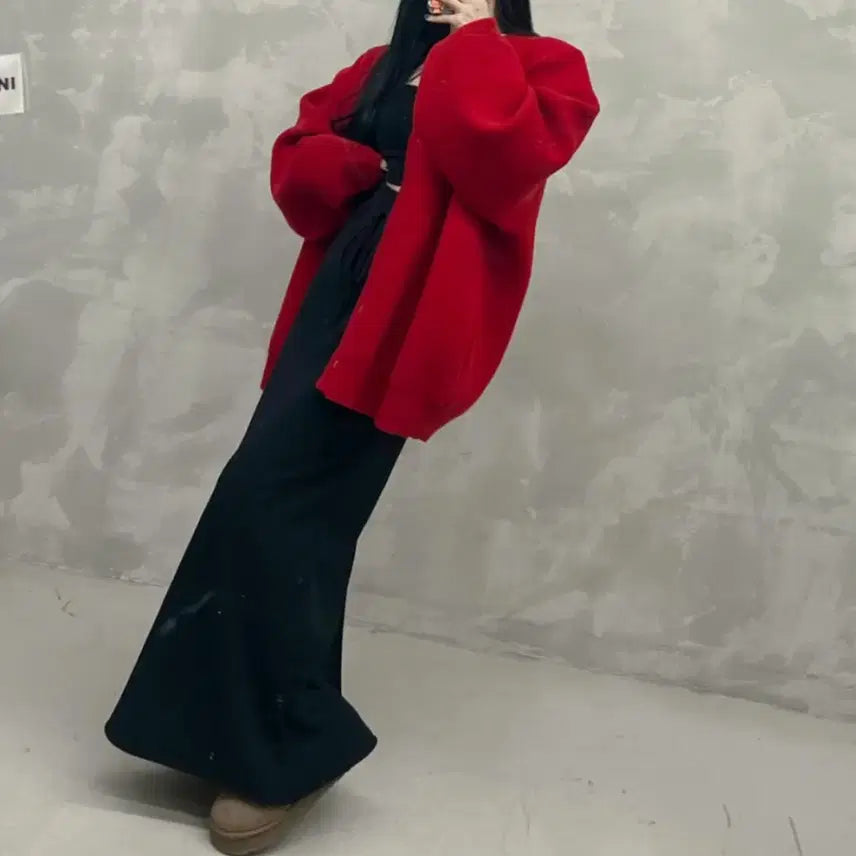 [BUNJANG] Hilton Deep Red Knit Cardigan / <레드> 힐튼 니트 가디건