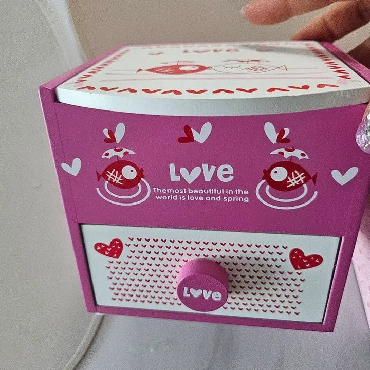 [BUNJANG] Classic Pink Fish Love Design Jewelry Box Drawer Type / 고전 핑크색 물고기  Love 디자인 보석함 서랍형