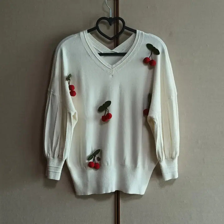 [SOLD OUT] 체리 장식 니트 티