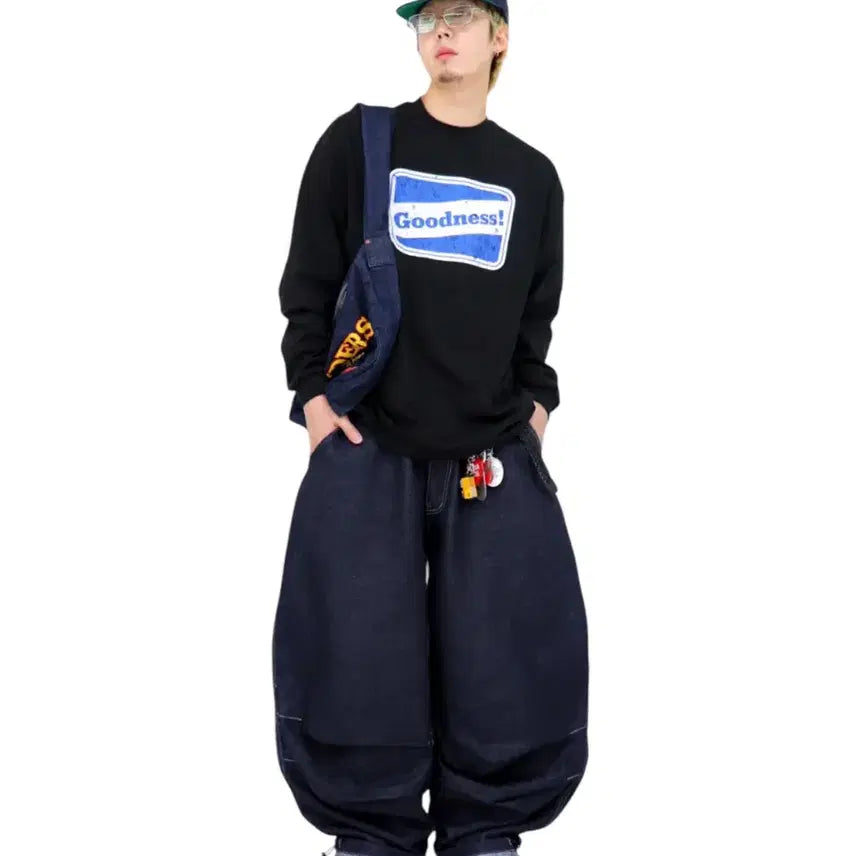 [BUNJANG] Chill Hundo-P Over Goodness Long Sleeve T-shirt (Black) / chill 헌도피 오버 굿니스 슬리브 긴팔티 블랙