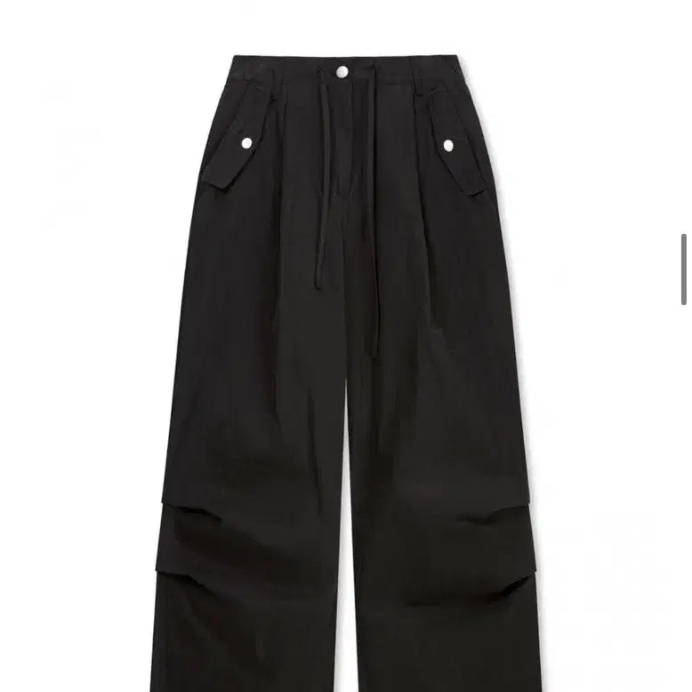 [BUNJANG] Helene Paris Nylon Flap Pocket Pants - Black / 헬레네파리스 스트링 플랩 포켓 나일론 팬츠 블랙