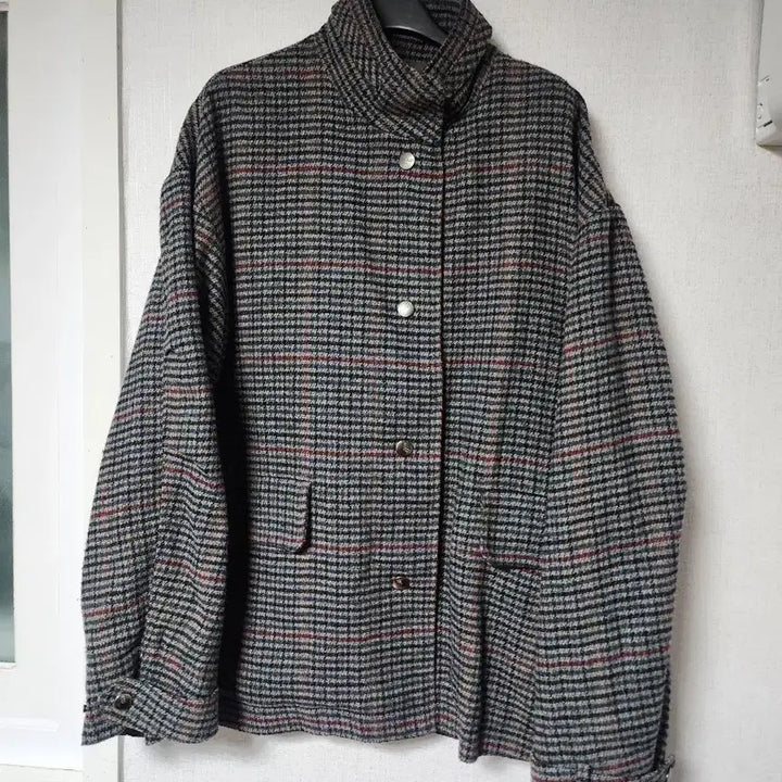 [BUNJANG] Studio Tomboy Check Pattern High-Neck Jacket / 스튜디오 톰보이 체크 패턴 하이넥 자켓