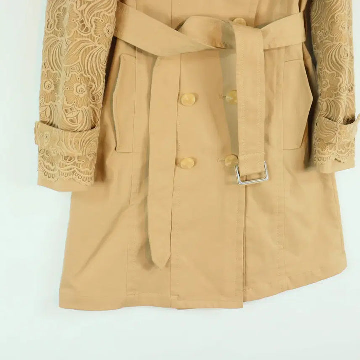[BUNJANG] Catherine Malandrino Lace Trench Coat Beige S / Catherine Malandrino 레이스 배색 트렌치 코트 베이지 S