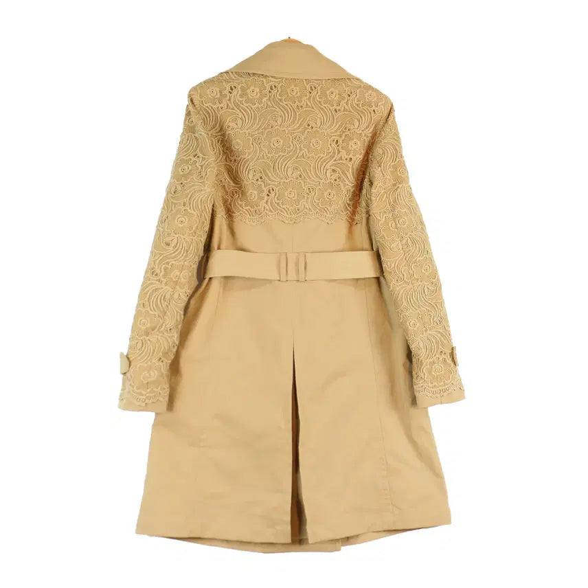 [BUNJANG] Catherine Malandrino Lace Trench Coat Beige S / Catherine Malandrino 레이스 배색 트렌치 코트 베이지 S