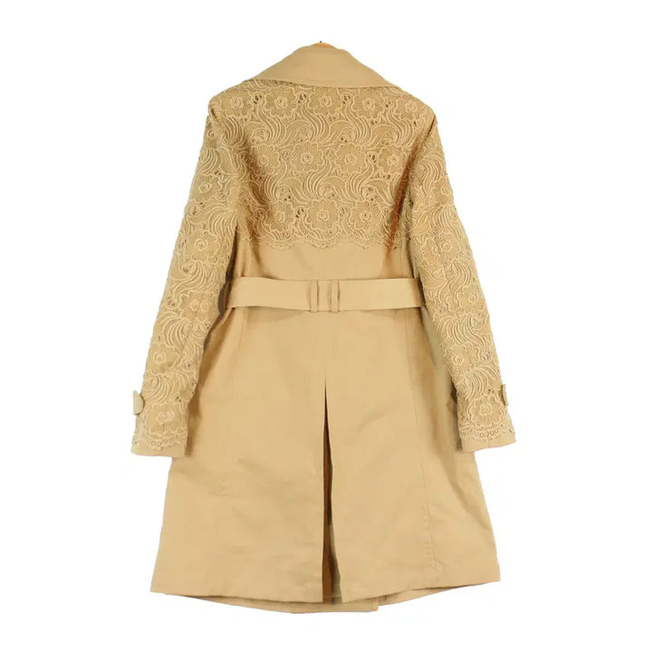 [BUNJANG] Catherine Malandrino Lace Trench Coat Beige S / Catherine Malandrino 레이스 배색 트렌치 코트 베이지 S
