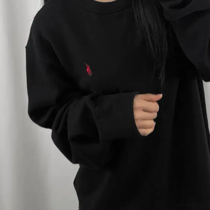 [BUNJANG] Polo Ralph Lauren Black Red Pony Crewneck Sweatshirt L / 폴로 블랙 레드 포니 맨투맨