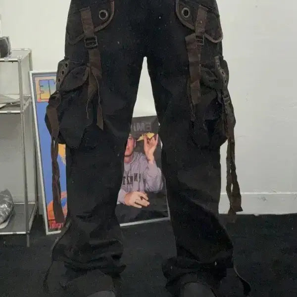 [BUNJANG] DOHC Deadstock Black Cargo Pants L / DOHC 데드스탁 아일렛 블랙 카고팬츠 L