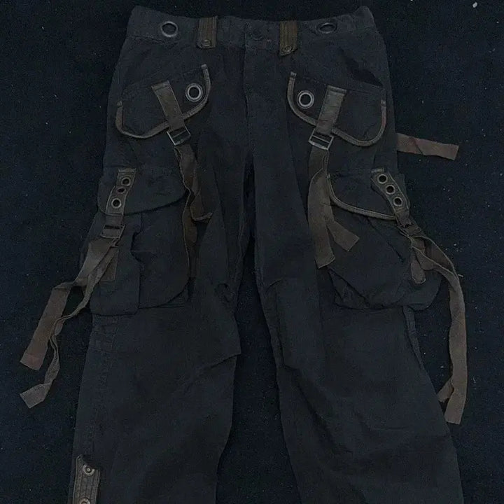 [BUNJANG] DOHC Deadstock Black Cargo Pants L / DOHC 데드스탁 아일렛 블랙 카고팬츠 L
