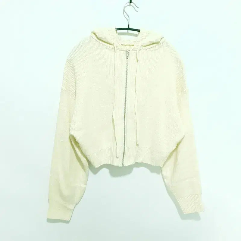 [BUNJANG] F_M2318 Cropped Knit Hooded Zip-up / 크롭 니트 후드집업 F_M2318