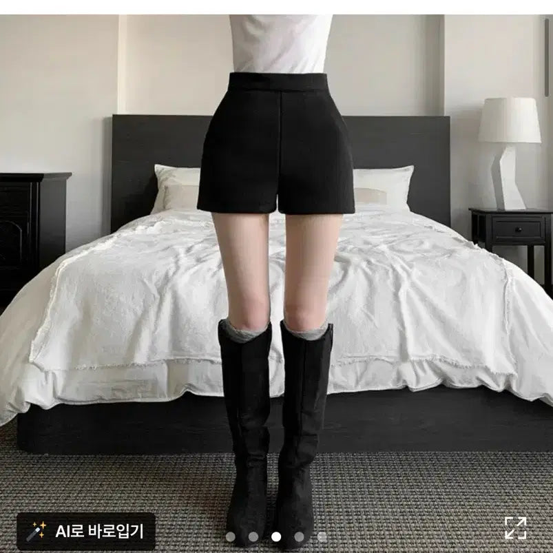 [BUNJANG] Black Wool Short Pants / 모직 블랙 숏팬츠