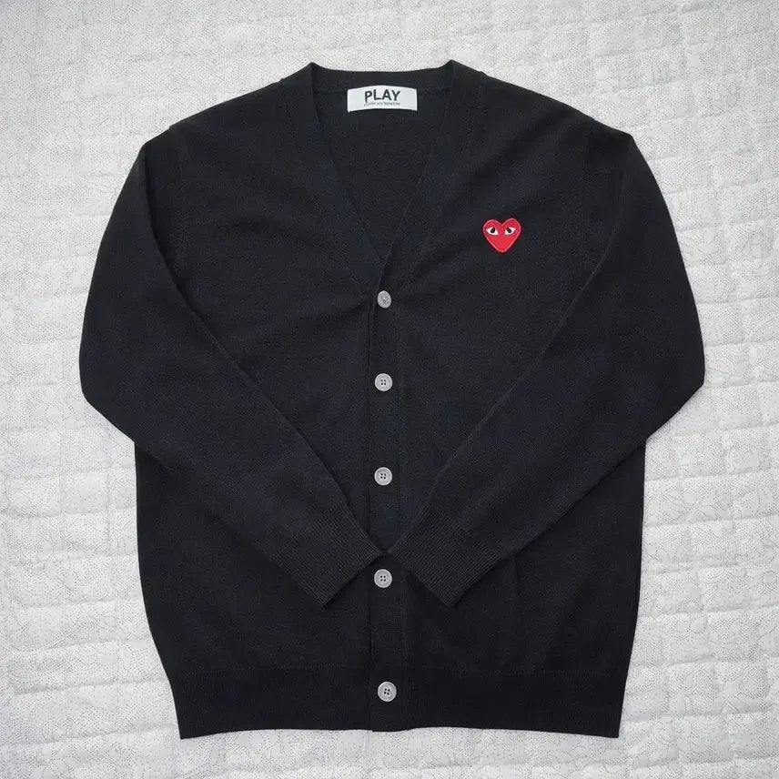 [BUNJANG] Comme des Garcons Play Heart Patch Cardigan Black M / 꼼데가르송 플레이 하트 와펜 가디건 블랙 M