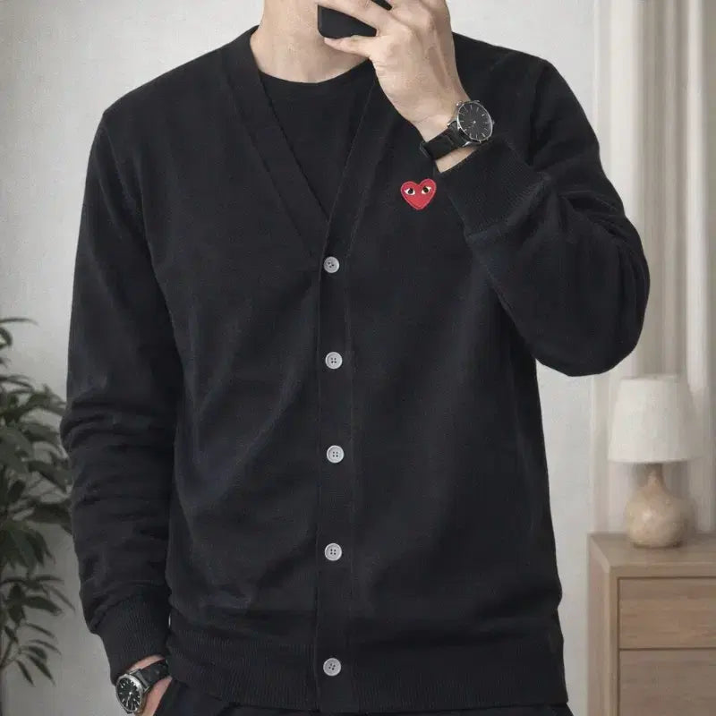 [BUNJANG] Comme des Garcons Play Heart Patch Cardigan Black M / 꼼데가르송 플레이 하트 와펜 가디건 블랙 M